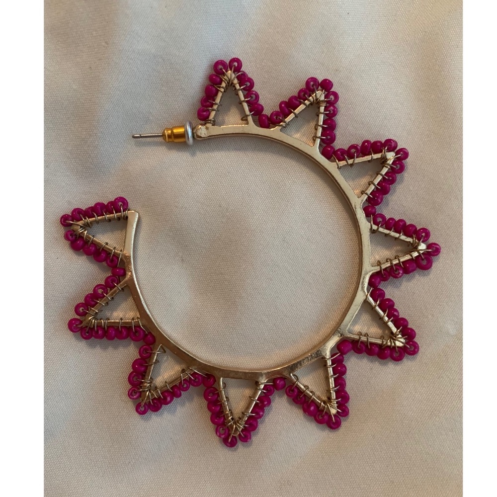 Caroline Hill - Pink Beaded Sun Earrings - Picture 3 of 4